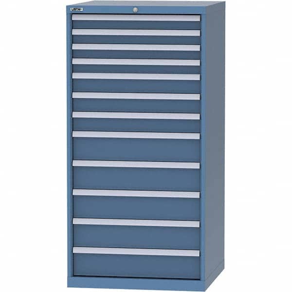 LISTA - 12 Drawer, 124 Compartment Bright Blue Steel Modular Storage Cabinet - Industrial Tool & Supply