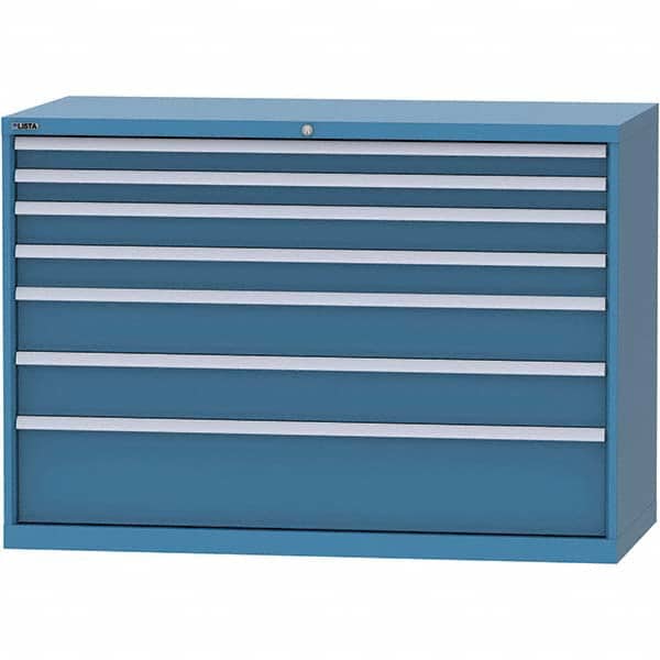 LISTA - 7 Drawer, 84 Compartment Bright Blue Steel Modular Storage Cabinet - Industrial Tool & Supply