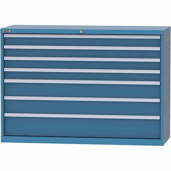 LISTA - 7 Drawer, 84 Compartment Bright Blue Steel Modular Storage Cabinet - Industrial Tool & Supply