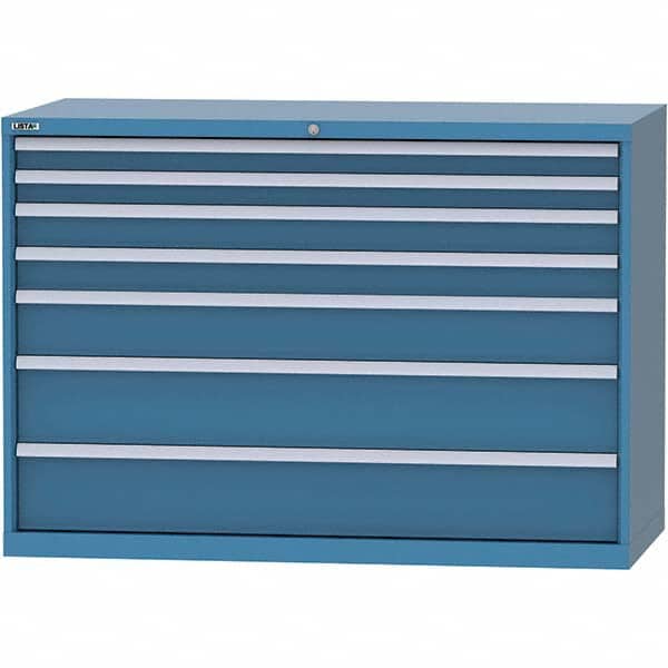 LISTA - 7 Drawer, 84 Compartment Bright Blue Steel Modular Storage Cabinet - Industrial Tool & Supply