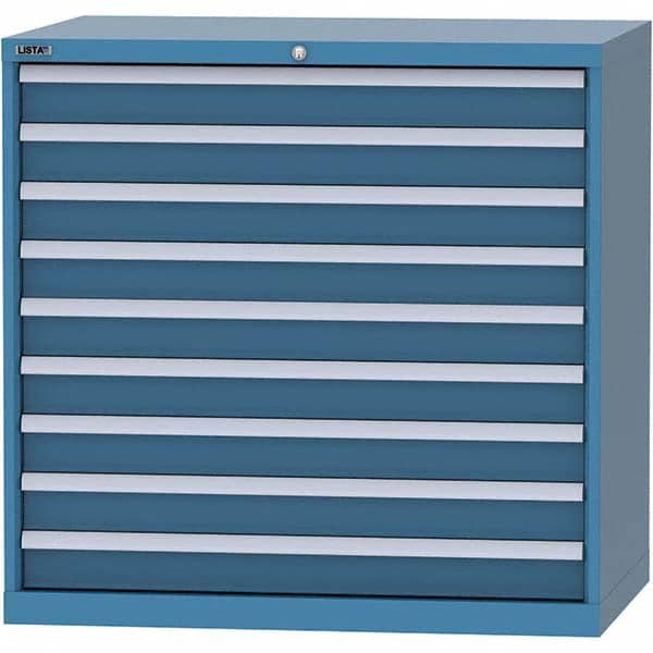 LISTA - 9 Drawer, 99 Compartment Bright Blue Steel Modular Storage Cabinet - Industrial Tool & Supply