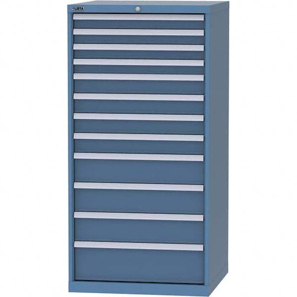 LISTA - 12 Drawer, 124 Compartment Bright Blue Steel Modular Storage Cabinet - Industrial Tool & Supply
