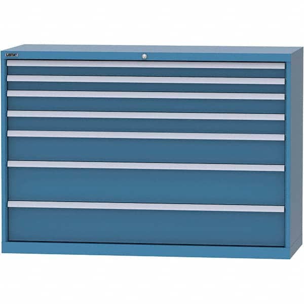 LISTA - 7 Drawer, 84 Compartment Bright Blue Steel Modular Storage Cabinet - Industrial Tool & Supply