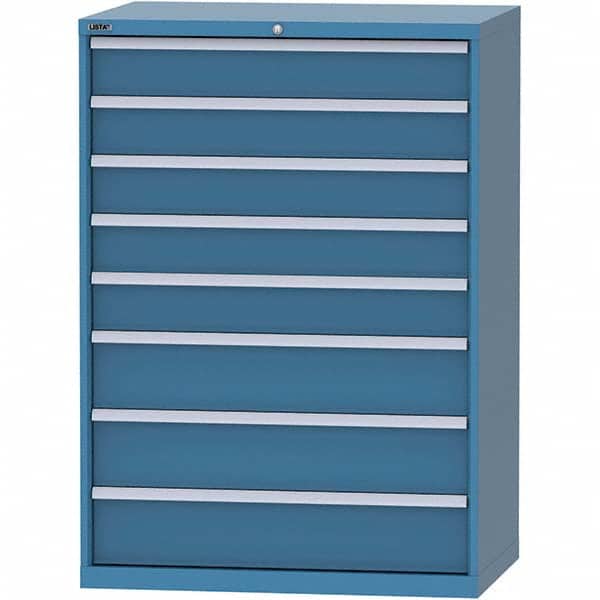 LISTA - 8 Drawer, 99 Compartment Bright Blue Steel Modular Storage Cabinet - Industrial Tool & Supply