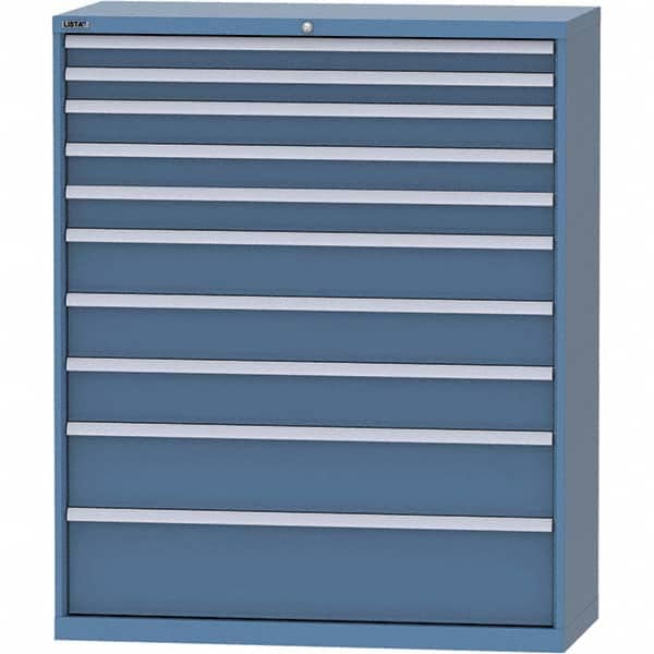 LISTA - 10 Drawer, 99 Compartment Bright Blue Steel Modular Storage Cabinet - Industrial Tool & Supply
