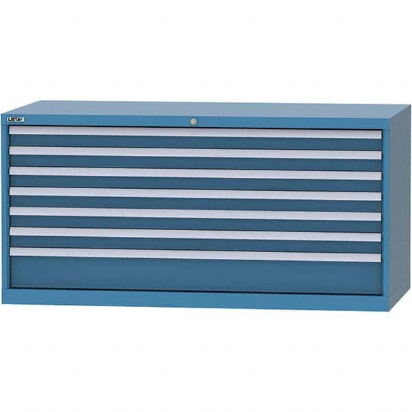 LISTA - 7 Drawer, 84 Compartment Bright Blue Steel Modular Storage Cabinet - Industrial Tool & Supply