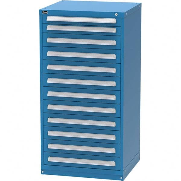 Vidmar - 12 Drawer, 344 Compartment Bright Blue Steel Modular Storage Cabinet - Industrial Tool & Supply
