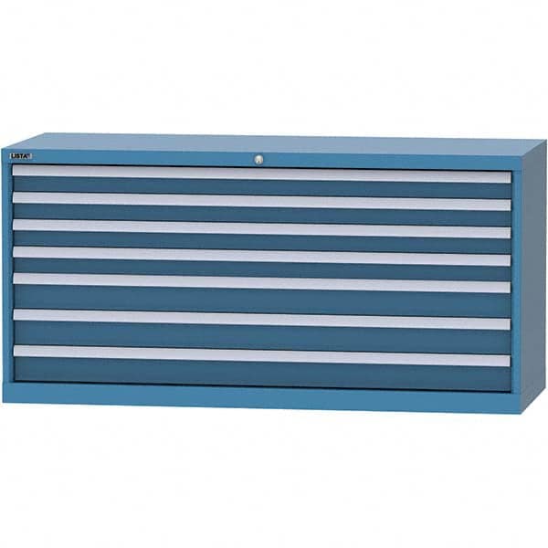 LISTA - 7 Drawer, 84 Compartment Bright Blue Steel Modular Storage Cabinet - Industrial Tool & Supply