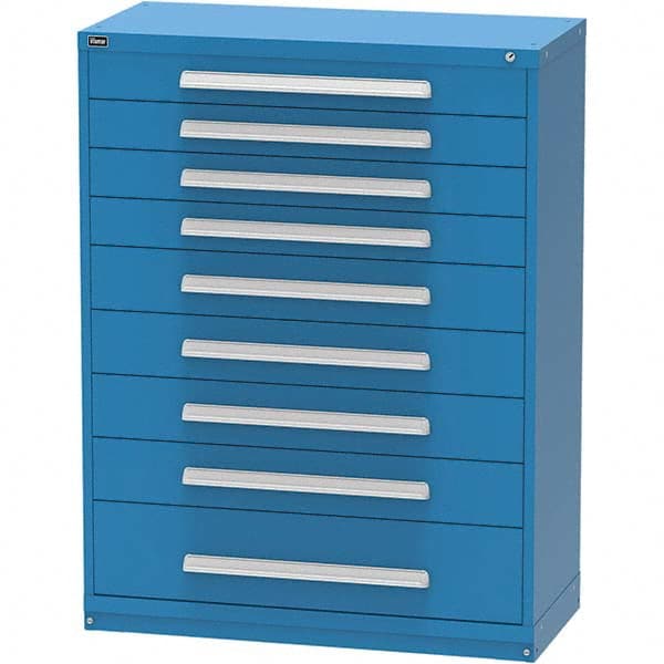 Vidmar - 9 Drawer, 45 Compartment Bright Blue Steel Modular Storage Cabinet - Industrial Tool & Supply