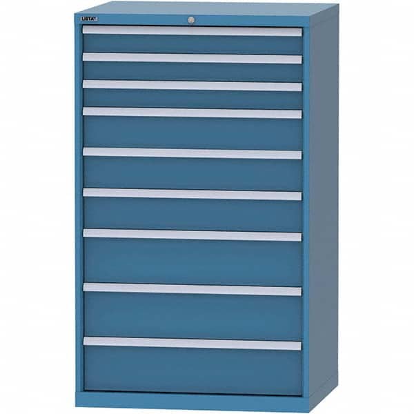 LISTA - 9 Drawer, 84 Compartment Bright Blue Steel Modular Storage Cabinet - Industrial Tool & Supply