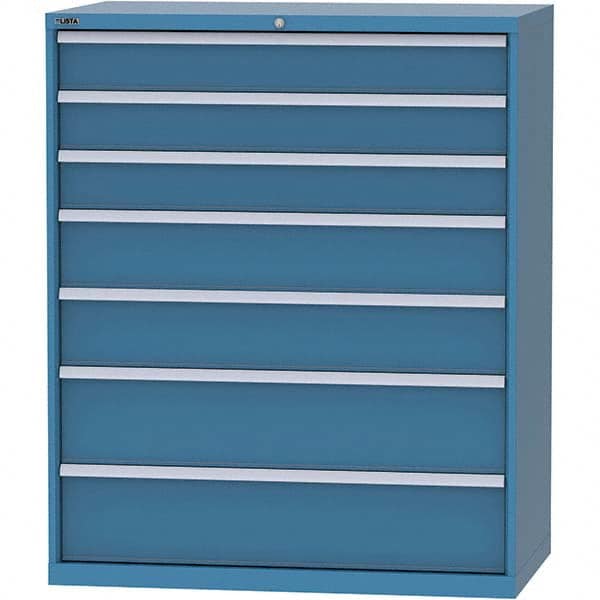LISTA - 7 Drawer, 159 Compartment Bright Blue Steel Modular Storage Cabinet - Industrial Tool & Supply