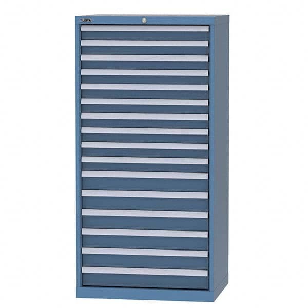 LISTA - 15 Drawer, 93 Compartment Bright Blue Steel Modular Storage Cabinet - Industrial Tool & Supply
