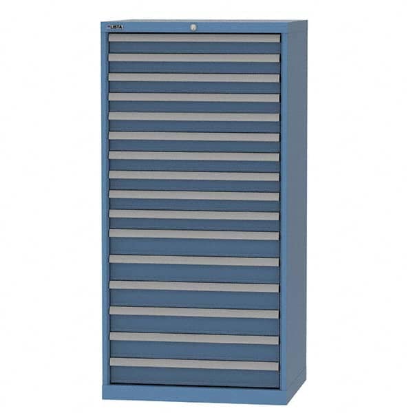 LISTA - 16 Drawer, 93 Compartment Bright Blue Steel Modular Storage Cabinet - Industrial Tool & Supply