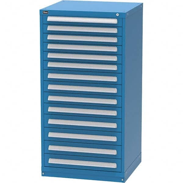 Vidmar - 14 Drawer, 344 Compartment Bright Blue Steel Modular Storage Cabinet - Industrial Tool & Supply