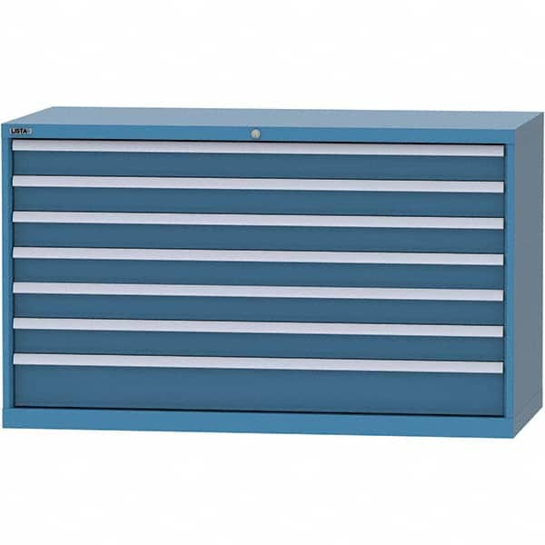 LISTA - 7 Drawer, 84 Compartment Bright Blue Steel Modular Storage Cabinet - Industrial Tool & Supply