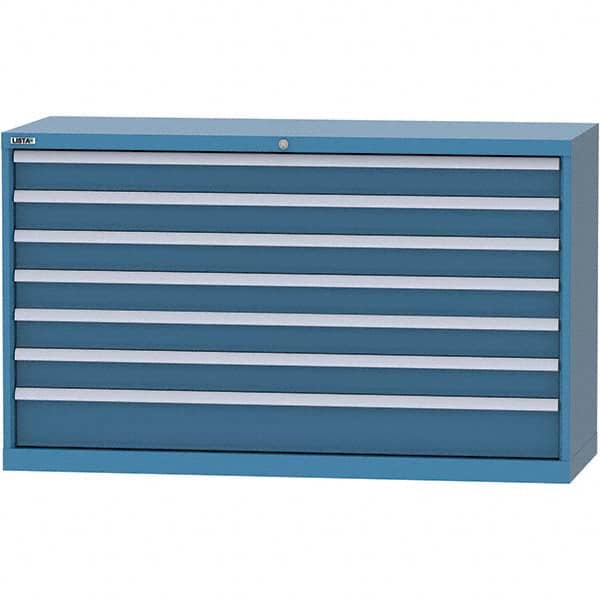 LISTA - 7 Drawer, 84 Compartment Bright Blue Steel Modular Storage Cabinet - Industrial Tool & Supply