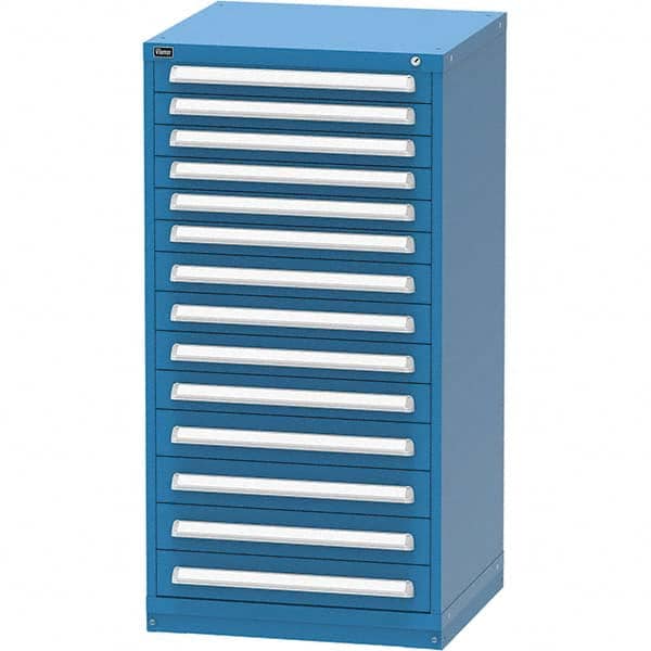 Vidmar - 14 Drawer, 124 Compartment Bright Blue Steel Modular Storage Cabinet - Industrial Tool & Supply