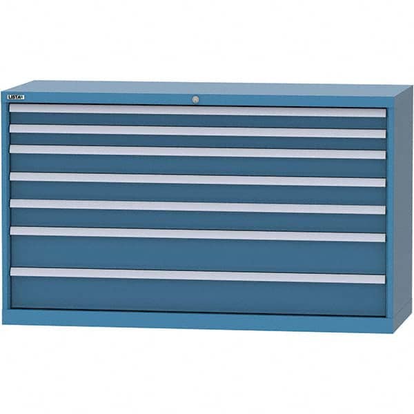 LISTA - 7 Drawer, 84 Compartment Bright Blue Steel Modular Storage Cabinet - Industrial Tool & Supply