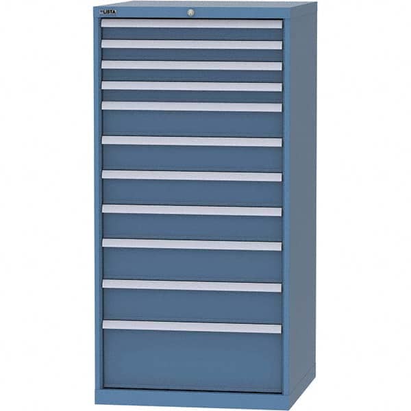 LISTA - 11 Drawer, 124 Compartment Bright Blue Steel Modular Storage Cabinet - Industrial Tool & Supply