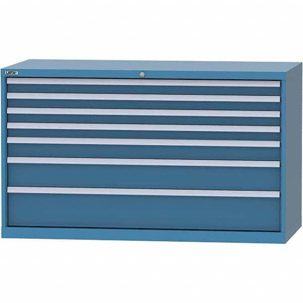 LISTA - 7 Drawer, 84 Compartment Bright Blue Steel Modular Storage Cabinet - Industrial Tool & Supply