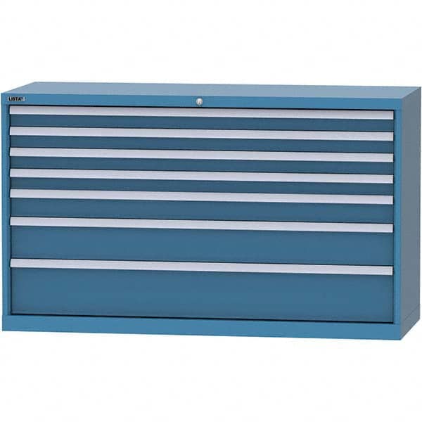 LISTA - 7 Drawer, 84 Compartment Bright Blue Steel Modular Storage Cabinet - Industrial Tool & Supply