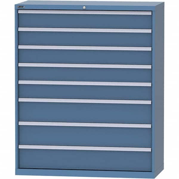 LISTA - 8 Drawer, 99 Compartment Bright Blue Steel Modular Storage Cabinet - Industrial Tool & Supply