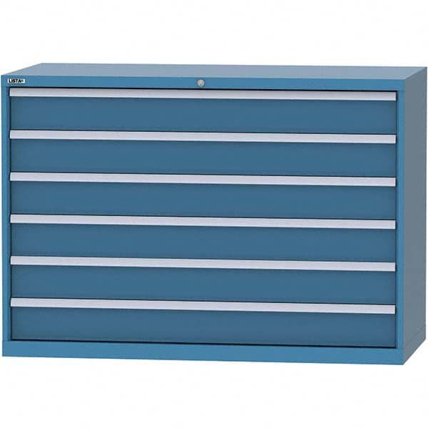 LISTA - 6 Drawer, 84 Compartment Bright Blue Steel Modular Storage Cabinet - Industrial Tool & Supply