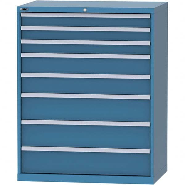 LISTA - 8 Drawer, 99 Compartment Bright Blue Steel Modular Storage Cabinet - Industrial Tool & Supply