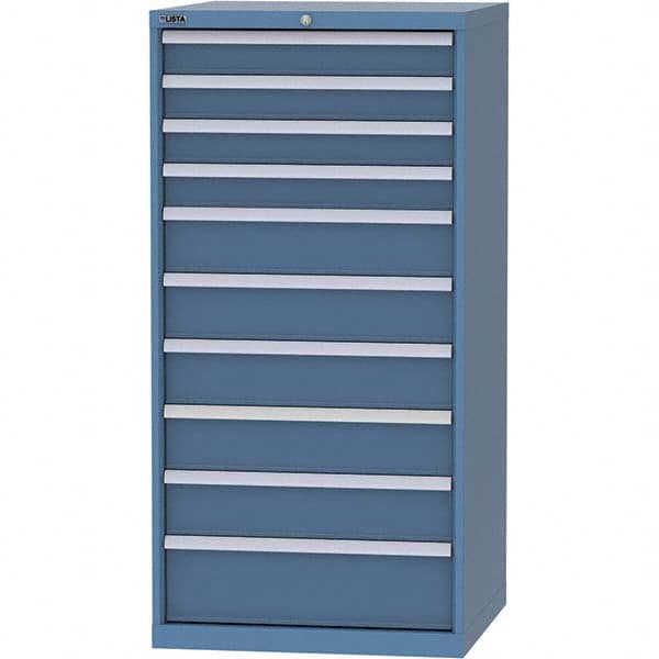 LISTA - 10 Drawer, 124 Compartment Bright Blue Steel Modular Storage Cabinet - Industrial Tool & Supply