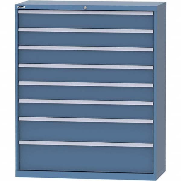 LISTA - 8 Drawer, 99 Compartment Bright Blue Steel Modular Storage Cabinet - Industrial Tool & Supply