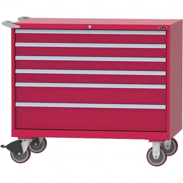 LISTA - 6 Drawer, 99 Compartment Red Steel Modular Storage Cabinet - Industrial Tool & Supply