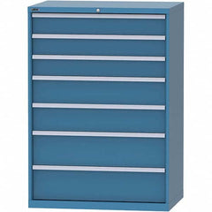 LISTA - 7 Drawer, 99 Compartment Bright Blue Steel Modular Storage Cabinet - Industrial Tool & Supply