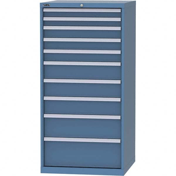 LISTA - 10 Drawer, 124 Compartment Bright Blue Steel Modular Storage Cabinet - Industrial Tool & Supply
