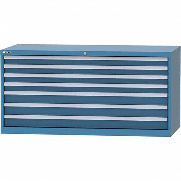LISTA - 7 Drawer, 84 Compartment Bright Blue Steel Modular Storage Cabinet - Industrial Tool & Supply