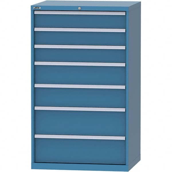 LISTA - 7 Drawer, 84 Compartment Bright Blue Steel Modular Storage Cabinet - Industrial Tool & Supply
