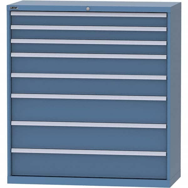 LISTA - 8 Drawer, 99 Compartment Bright Blue Steel Modular Storage Cabinet - Industrial Tool & Supply