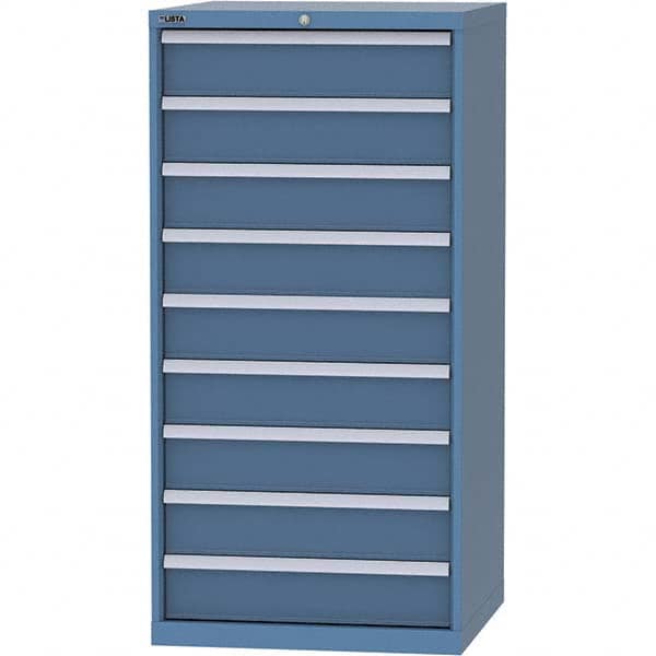 LISTA - 9 Drawer, 124 Compartment Bright Blue Steel Modular Storage Cabinet - Industrial Tool & Supply