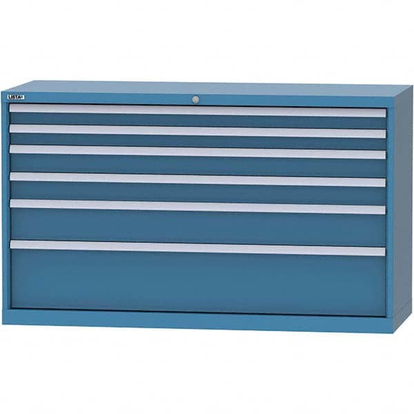 LISTA - 6 Drawer, 84 Compartment Bright Blue Steel Modular Storage Cabinet - Industrial Tool & Supply