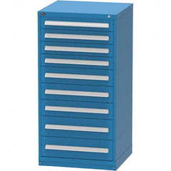 Vidmar - 9 Drawer, 124 Compartment Bright Blue Steel Modular Storage Cabinet - Industrial Tool & Supply