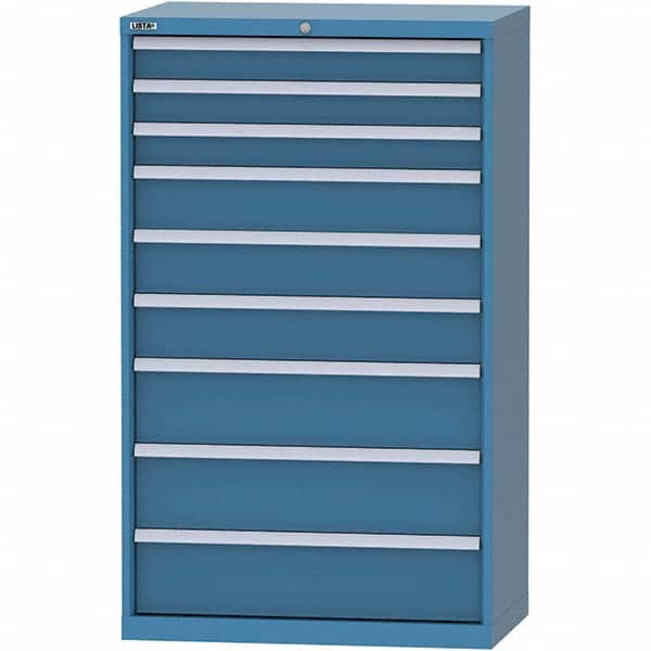 LISTA - 9 Drawer, 84 Compartment Bright Blue Steel Modular Storage Cabinet - Industrial Tool & Supply