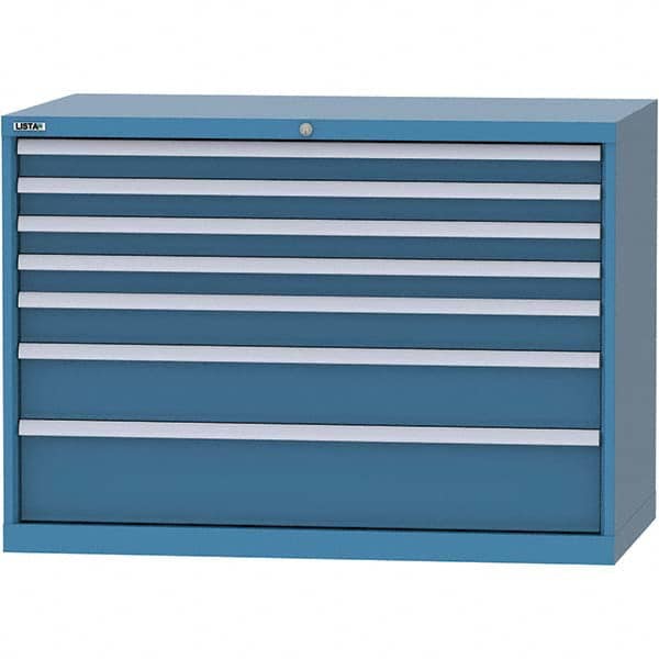 LISTA - 7 Drawer, 99 Compartment Bright Blue Steel Modular Storage Cabinet - Industrial Tool & Supply