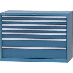 LISTA - 7 Drawer, 99 Compartment Bright Blue Steel Modular Storage Cabinet - Industrial Tool & Supply