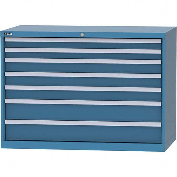 LISTA - 7 Drawer, 99 Compartment Bright Blue Steel Modular Storage Cabinet - Industrial Tool & Supply