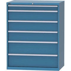 LISTA - 6 Drawer, 99 Compartment Bright Blue Steel Modular Storage Cabinet - Industrial Tool & Supply