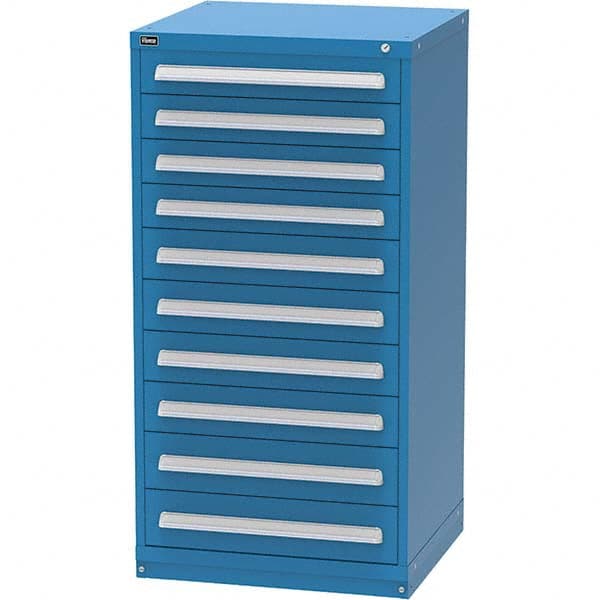 Vidmar - 10 Drawer, 124 Compartment Bright Blue Steel Modular Storage Cabinet - Industrial Tool & Supply