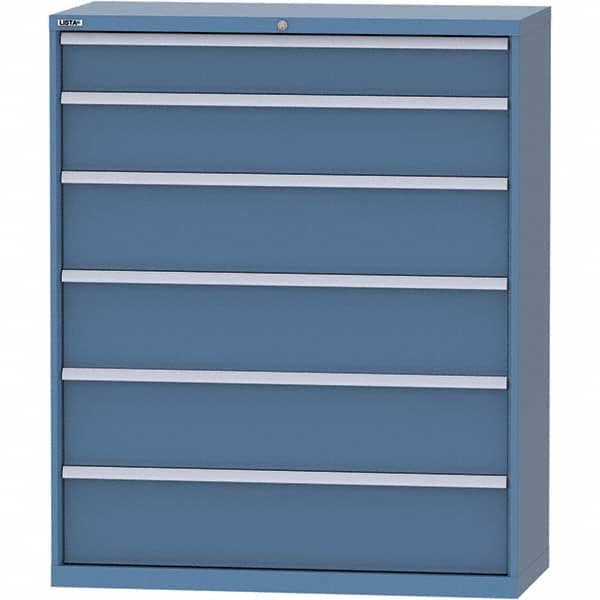 LISTA - 6 Drawer, 99 Compartment Bright Blue Steel Modular Storage Cabinet - Industrial Tool & Supply