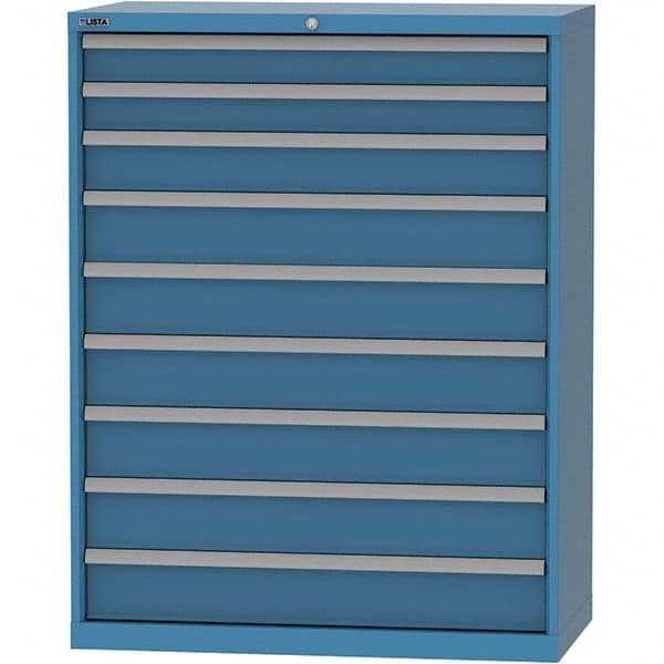 LISTA - 9 Drawer, 84 Compartment Bright Blue Steel Modular Storage Cabinet - Industrial Tool & Supply