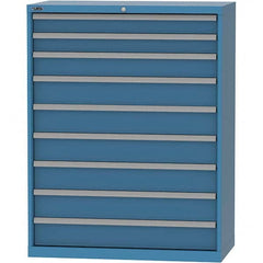 LISTA - 9 Drawer, 84 Compartment Bright Blue Steel Modular Storage Cabinet - Industrial Tool & Supply