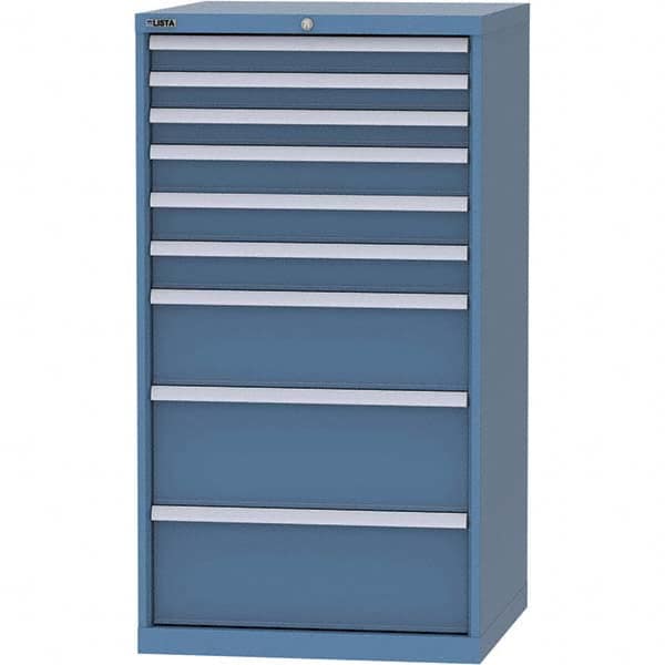 LISTA - 9 Drawer, 45 Compartment Bright Blue Steel Modular Storage Cabinet - Industrial Tool & Supply