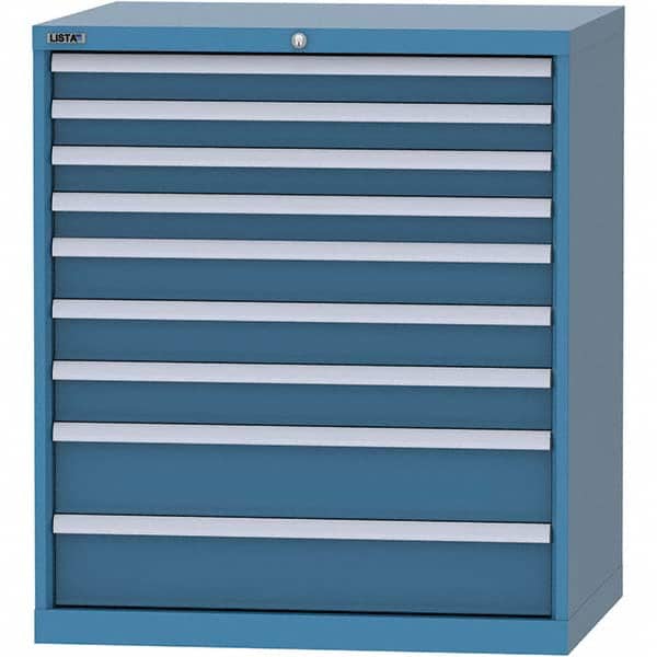 LISTA - 9 Drawer, 84 Compartment Bright Blue Steel Modular Storage Cabinet - Industrial Tool & Supply